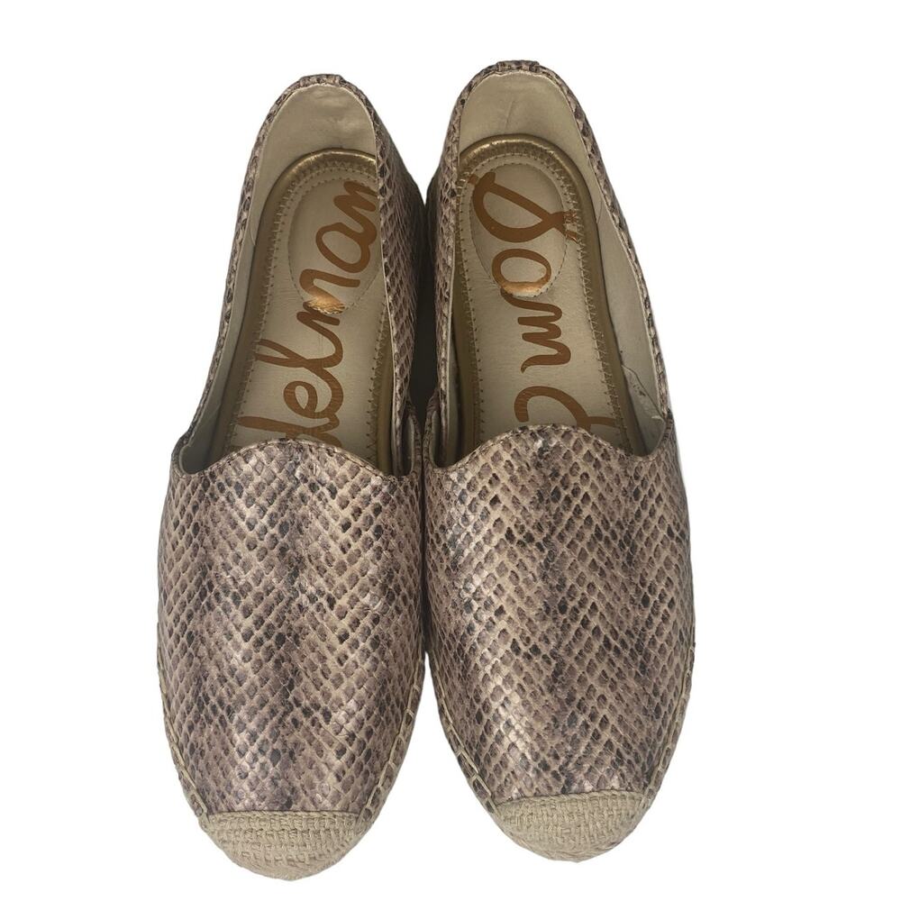 Sam Edelman Kesia Sesame Leather Espadrille Rounded Toe Slip On Loafers Size 9.5